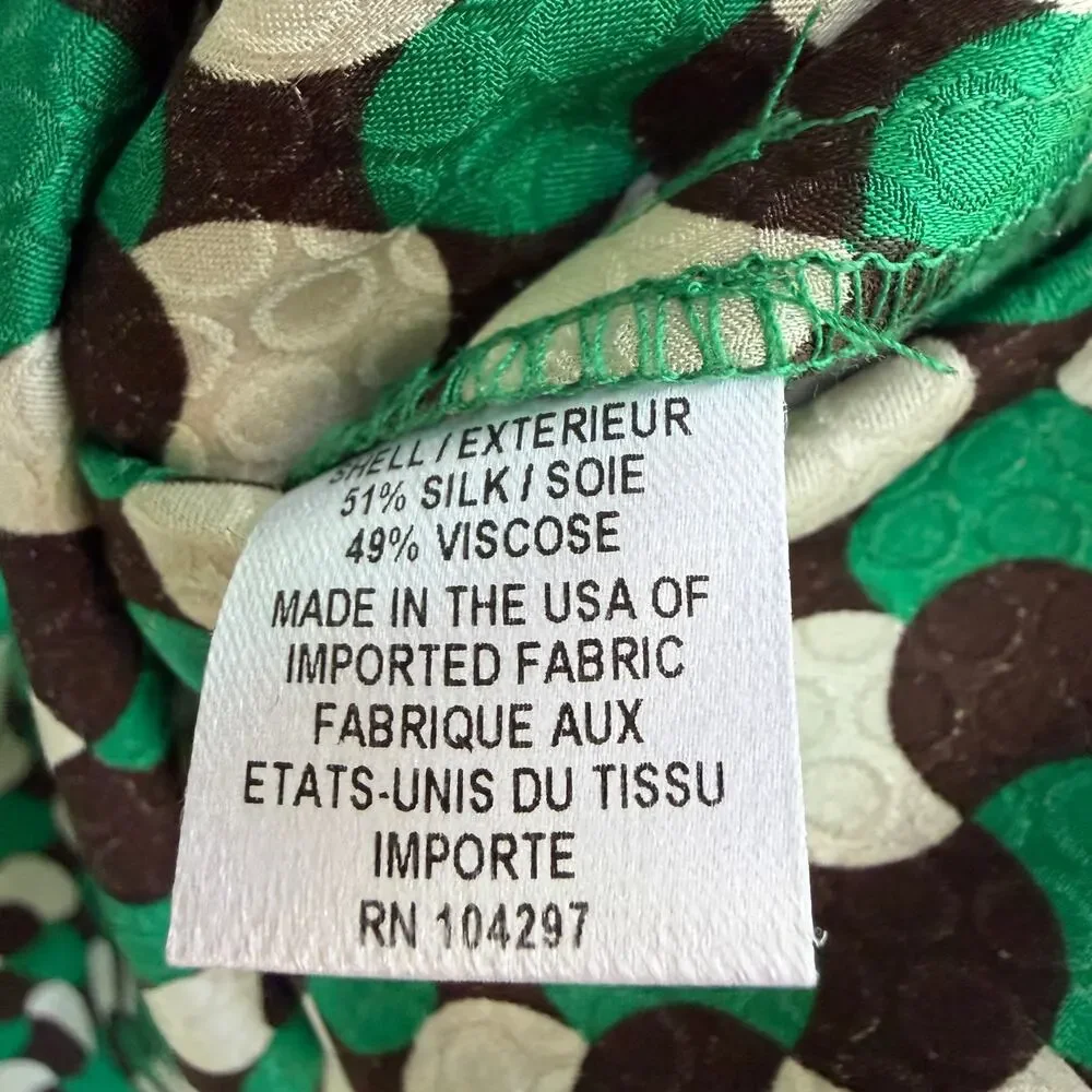 Milly of New York Silk Blend Wrap Dress Green White Polka‎ Dot Belted USA Made